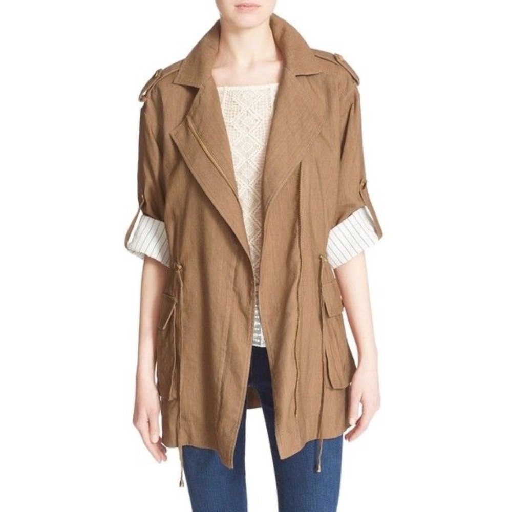 Alice + Olivia Devyn Anorak Field Khaki Zip Up Jacket Size Medium